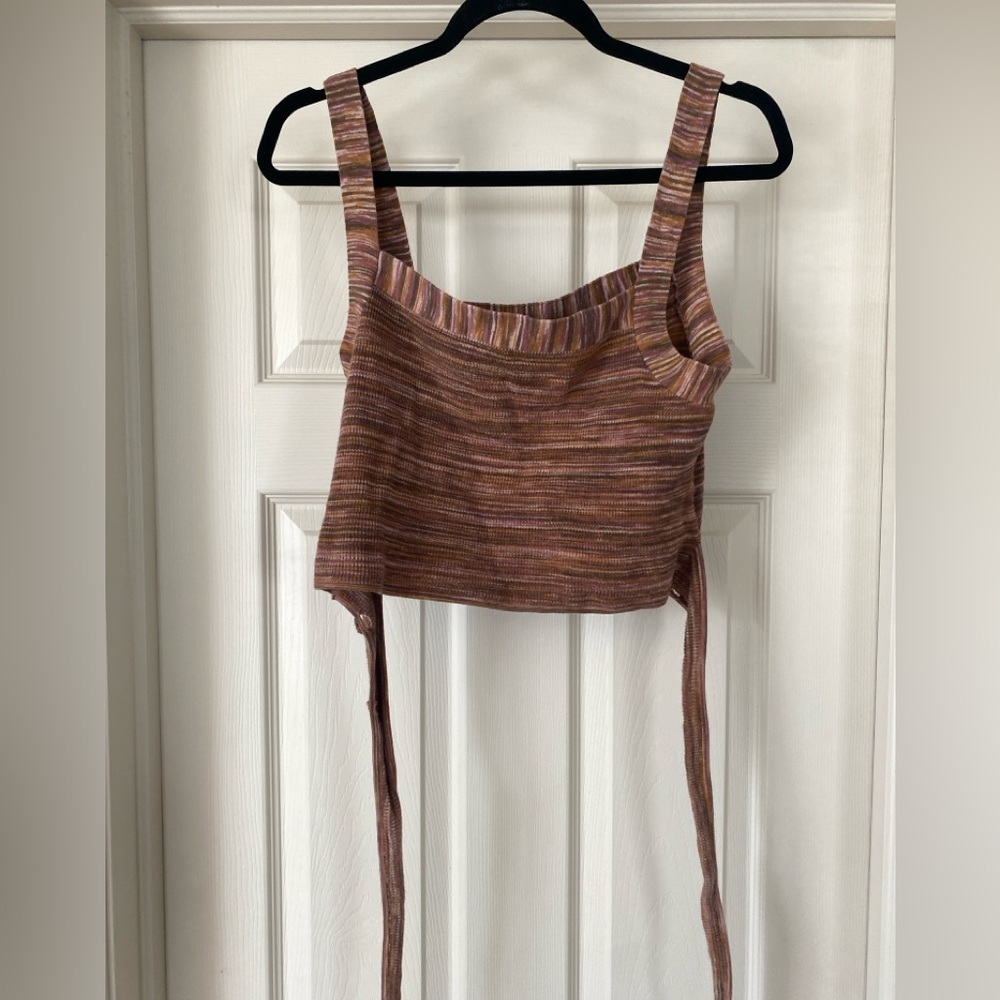Multi-colored cropped tank top - tie around waist